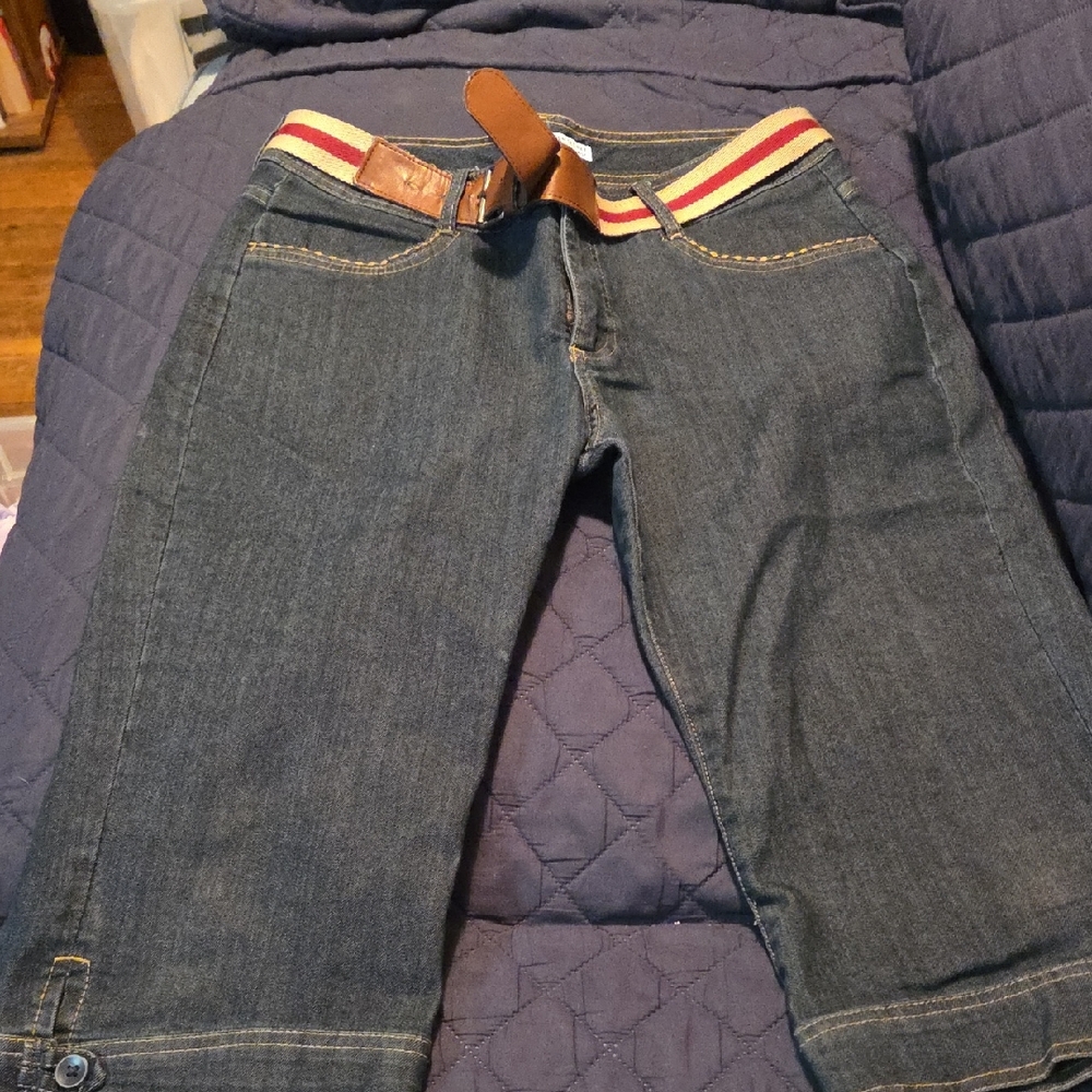 Lee Women's Denim Capris with Striped Belt